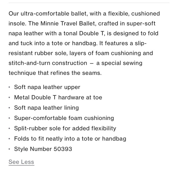 Tory Burch Minnie Travel Ballet Flats Royal Tan Gold Nappa Leather Shoes - 8.5 - Picture 7 of 7